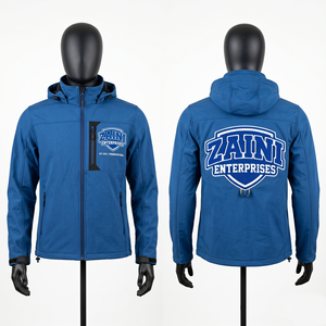 Chaqueta con Capucha para Hombre, Tejido Softshell de Poliéster Premium de 220g, Azul Rey, Cuello Alto, Resistente al Viento, Ecológica y Transpirable - Product Image 1