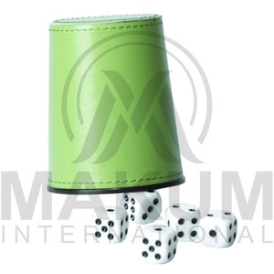 High Quality Green Leather Eco-Friendly Luxury <b>Dice</b> Cup with Same Color Inside and Custom Logo by MAKUM INTERNATIONAL - Product Image 4