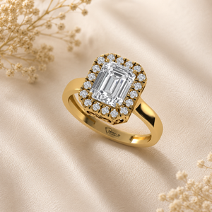 <b>Emerald</b> Cut Lab Grown Diamond <b>Ring</b> 925 <b>Silver</b> 9kt, 14kt, 18kt Gold Diamond <b>Rings</b> for Women's Engagement <b>Ring</b> - Product Image 1