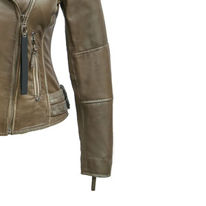 Women Black Leather <b>Biker</b> <b>Jacket</b> Premium Genuine Leather Motorcycle Coat Custom OEM ODM Wholesale Manufacturer - Product Image 4