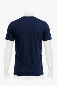 Kaos Pria Lengan Pendek Biru Dongker Kerah O Gaya Jepang dengan Cetakan Naga Ikan Koi 100% Poliester Bernapas - Product Image 3