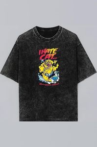 เสื้อยืดโอเวอร์ไซส์สไตล์วินเทจ ล้างสีแบบแอซิดวอช ผ้าเนื้อหนา พิมพ์ลาย สไตล์ฮิปฮอป - Product Image 1