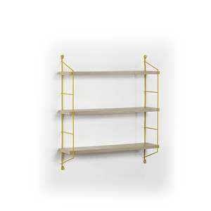 Estante de soporte de Metal rústico de 3 niveles Neelix, decoración flotante montada en la pared para libros y coleccionables, roble/amarillo - Product Image 1