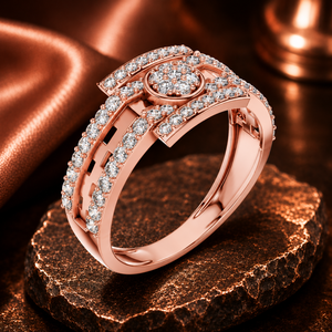 Rose Gold Diamond <b>Ring</b> <b>Open</b> Band Bridal Jewelry for Women Wedding Engagement Daily Wear - Product Image 1