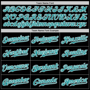Maillot de baseball authentique OMMiZ pour hommes, antibactérien, de qualité supérieure, personnalisé, noir, à fines rayures aqua, bleu sarcelle et blanc - Product Image 4