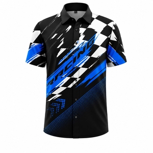 Chemises de course personnalisées à séchage rapide, boutonnées, avec logos pour équipe de pit crew F1, avec texte et design de couleur personnalisables - Product Image 5