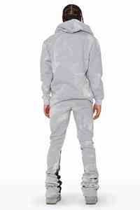 Ensemble en molleton de coton doux de luxe avec motifs streetwear personnalisés en relief haute densité pour homme, survêtement imprimé en relief - Product Image 2