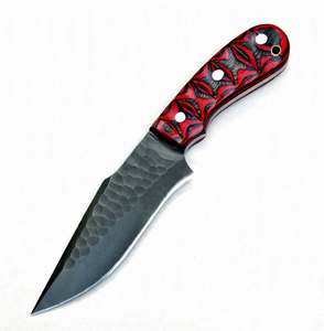 Outil utilitaire extérieur en acier à lame pleine longueur personnalisé avec manche composite rouge et noir - Product Image 6