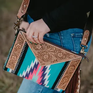 Handcrafted Aztec Leather Sling Bag,Hand Made,Engraved For Whole Sale Ladies Leather Bags 100% Real Leather Handbags