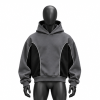 Sweat à capuche surdimensionné personnalisé pour homme, style streetwear, avec empiècements contrastants, vente en gros