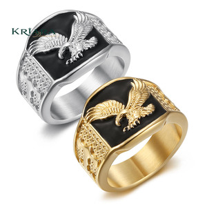 Anillo de Sello de Plata 925 para Hombre con Diseño de Águila, Diamante Cultivado en Laboratorio, Baño de Rodio, Engaste Pavé, Clásico para Uso Diario - Product Image 2