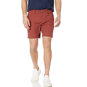 Shorts Oxford Rouges Unis de Haute Qualité pour Hommes, Taille Mi-Haute, Fermeture Boutonnée, Style Décontracté avec Poches, Tissu Coton Respirant - Product Image 4