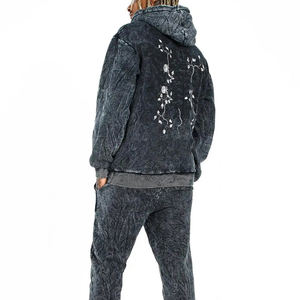 Ensemble de survêtement personnalisé pour homme, effet délavé, avec sweat à capuche et pantalon de jogging, 100% coton respirant, style streetwear, fournisseur OEM - Product Image 5