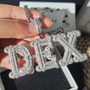 Luxury Moissanite Diamond " DEX " Letter Pendant With Rope Chain Full Iced Out Hip Hop Necklace Jewelry - Product Image 1