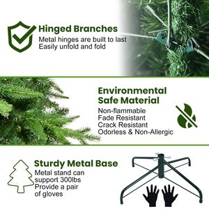 5FT PRELIT Christmas <b>Tree</b> <b>with</b> <b>Lights</b> Unique 850 Branch Tips 250 Warm White LEDs PE and PVC Metal Stand Christmas <b>Trees</b> - Product Image 6