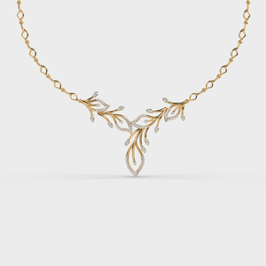 Luxury Gold Leaf <b>Necklace</b> Nature Inspired Moissanite Diamond <b>Necklace</b> Elegant Floral <b>Statement</b> <b>Necklace</b> Wedding Jewelry Gift Wom - Product Image 4