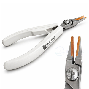 Alicates de punta plana de cobre estilo Lindstrom con mango blanco de acero inoxidable de 5 pulgadas para fabricación de joyas, manualidades y abalorios DIY - Product Image 1