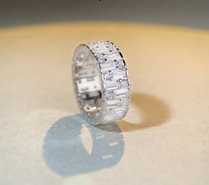 Fashion 925 Sterling <b>Silver</b> Geometric <b>Ring</b> for Unisex <b>Men</b> Women Shiny Zircon Inlay Band <b>Ring</b> Minimalist <b>Silver</b> <b>Ring</b> - Product Image 4