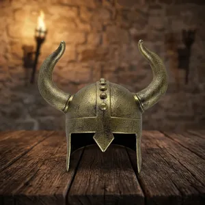 Casco Vikingo de Bronce Hecho a Mano con Cuernos Curvos Decorativos para Adultos, Tocado Metálico Medieval para Disfraces de Halloween - Product Image 2