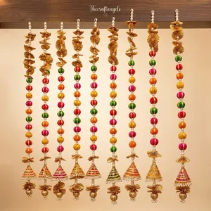 Toran de cuentas chapado en oro con colgantes de cono para decoración del hogar en Diwali y bodas - Product Image 5