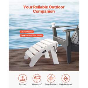 Reposapiés Plegable de Plástico HDPE Blanco Adirondack, 17.7 Pulgadas de Largo x 19.7 Pulgadas de Ancho x 13.8 Pulgadas de Alto, Resistente a la Intemperie, para Porche, Ampliamente Utilizado - Product Image 2