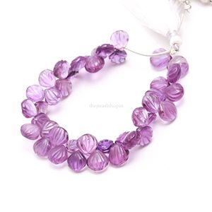 ลูกปัดอเมทิสต์สีม่วงธรรมชาติแกะสลักทรงเปลือกหอยเจาะรูด้านข้างขนาด 9-10 มม. ลูกปัดอเมทิสต์แกะสลักด้วยมือสำหรับทำเครื่องประดับขายส่ง - Product Image 2