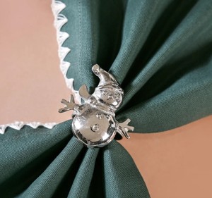 Juego de servilleteros de latón con diseño de muñeco de nieve |   Porta Servilletas Navideños Ecológicos y Duraderos |   Decoración Festiva para Mesa de Comedor con Forma de Copo de Nieve - Product Image 4