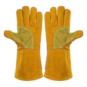 Premium Quality Full Cowhide Split Leather <b>Fire</b> Line Welder Gloves Heavy Duty Industrial Heat Resistant Safety Gloves - Product Image 4