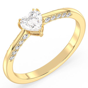 REYES Heart Shaped Solitaire Moissanite <b>Ring</b> in 14K Yellow Gold Plated With 925 Sterling Silver Engagement Promise <b>Ring</b> For Her - Product Image 2