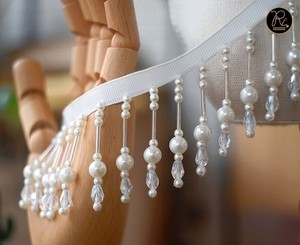 White <b>Beaded</b> Fringe Good Quality Refratex India BF771 Black Made in India Buy Direct From Supplier At Factory Price - Product Image 2
