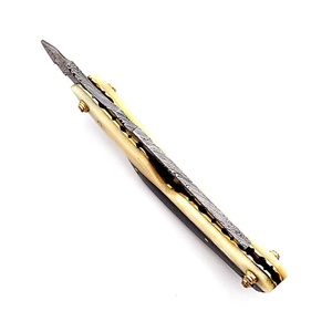 Couteaux de survie d'extérieur faits à la main en acier Damas, ultra-affûtés, avec manche en os et micarta, étui en cuir - Pasha Enterprises - Product Image 2