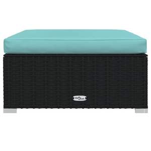 Poggiapiedi da Patio in Poly Rattan nero con cuscino 27.6 "x 27.6" x 11.8" - Product Image 3