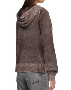 Cárdigan de punto suave con capucha de mezclilla para mujer, con cremallera, manga larga, color liso, bolsillos delanteros, estilo casual, para primavera - Product Image 3