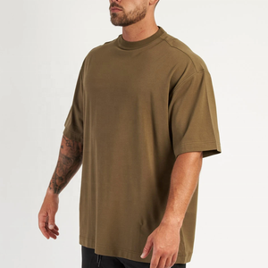 Low Price Plus Size Men's T-Shirts 100% Organic Cotton Casual Knitted Letter Pattern Breathable Anti-Wrinkle Gym Wear Wholesale - Product Image 2