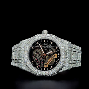 Reloj Hip Hop para hombre de 41 mm con diamantes Moissanite VVS 1 de calidad premium, movimiento automático de cuarzo, esqueleto, en oro blanco. - Product Image 1