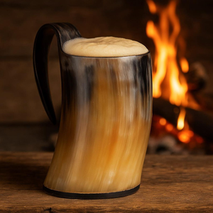 Chope Viking en Corne de Buffle Polie, Style Animal Religieux, Mug Décoratif Écologique pour Souvenir, Artisanat Naturel - Product Image 1