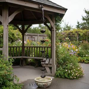 โซ่โลหะรูปดอกบัวสำหรับระบายน้ำฝน ตกแต่งสวนและบ้าน - Product Image 2