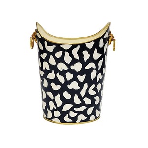 Poubelle de luxe en métal noir et blanc avec détails dorés, corbeille à déchets décorative pour intérieur, idéale pour les occasions spéciales et les cadeaux. - Product Image 5