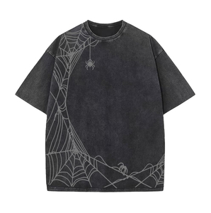 Wholesale Mens High Quality Oversized Acid <b>Wash</b> T Shirt Heavyweight Cotton Crew Neck Short Sleeve Stone Washed Tee Front Logo - Product Image 1