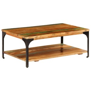Reclaimed Mixed Wood Industrial Coffee <b>Table</b> with Steel Frame | Wholesale Vintage Furniture - Product Image 1