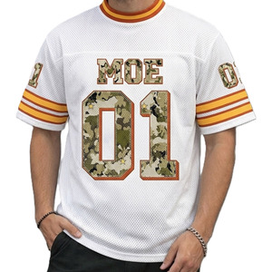 Maillot de football américain en maille blanche avec impression de numéro camouflage, respirant, en polyester, pour équipe, personnalisable, OEM, marque privée - Product Image 2