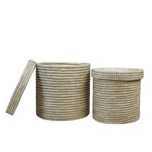 Seagrass Woven Storage <b>Basket</b> <b>with</b> <b>lid</b> Handmade Storage <b>Basket</b> Wholesale eco-friendly Made Viet Nam - Product Image 6