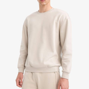 Sudadera de cuello redondo de lujo para hombre, informal, de felpa, 100% algodón, estilo urbano, con logotipo personalizado bordado, al por mayor. - Product Image 5