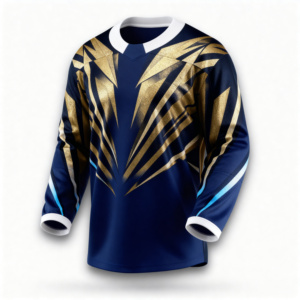 Camiseta de Hockey sobre Hielo Sublimada Personalizada para Hombre, Manga Larga, Estampado Geométrico, Ropa Deportiva de Poliéster que Absorbe la Humedad - Product Image 1