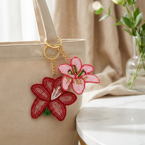 Porte-clés Fleur Perlé Fait Main, Breloque de Sac Brodé de Perles de Rocaille, Anneau de Clé Floral - Product Image 6