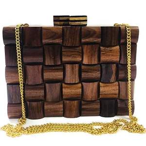 Bolso de Mano de Madera Hecho a Mano de Lujo para Mujer, con Cristales, Accesorios de Moda para Fiestas - Product Image 6