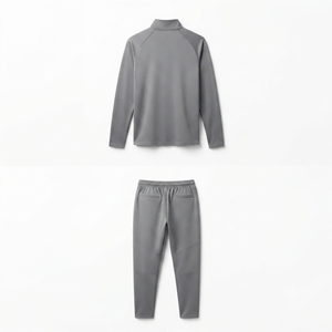 Chándal Gris para Hombre con Media Cremallera, Manga Larga, Color Sólido, Ropa Casual, Transpirable, Poliéster, Corte Regular, Estilo Otoñal - Product Image 5