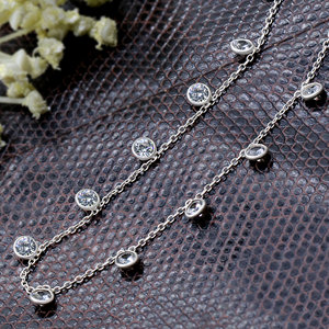 Wholesale 925 Sterling Silver Cubic Zirconia Handmade Chain Necklace for Women Classic Jewelry Wedding Party <b>Gift</b> - Product Image 4