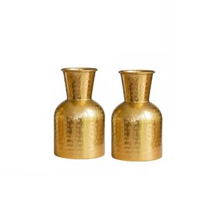 ชุดแจกันตกแต่งทรงกลมโลหะผิวสัมผัสลายตอก 2 ใบ สีทองคลาสสิก สำหรับตกแต่งบ้านสไตล์โมเดิร์น วางบนโต๊ะ ลดราคา - Product Image 5