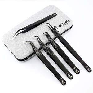 Pince à cils volume pointe fibre sur mesure pince à épiler extension de cils à 90 degrés ensemble couleur noire légère pour les cils - Product Image 1